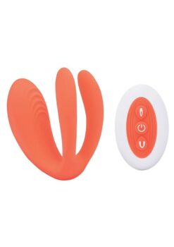 Bodywand ID Bridge Rechargeable Silicone Vibrator with Clitoral Stimulator - Orange