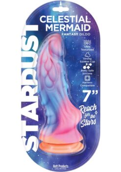Stardust Cestial Mermaid Silicone Dildo with Suction Cup 7in - Multicolor