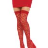 Leg Avenue Heart Net Thigh Highs - O/S - Red
