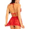 Leg Avenue Lace Flyaway Babydoll with Ruffle Peek-A-Boo Cups and Lace G-String (2 Piece) - Large - Red
