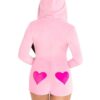 Leg Avenue Sweetheart Bear Velvet Zip Up Romper with Heart Accent - Medium - Pink