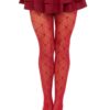 Leg Avenue Love Struck Heart Net Tights - O/S - Red