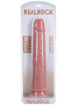 RealRock Ultra Realistic Skin Extra Large Straight Dildo with Suction Cup 14in - Vanilla