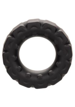 Alpha Liquid Silicone Prolong Tread Cock Ring - Black