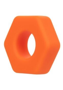 Alpha Liquid Silicone Prolong Sexagon Cock Ring - Orange