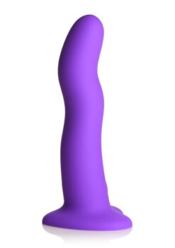 Simply Sweet 21X Vibrating Wavy Rechargeable Silicone Dildo with Remote - Purple