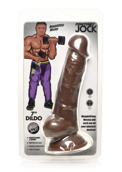 Jock Weightlifting Wesley Dildo with Balls 7in - Chocolate