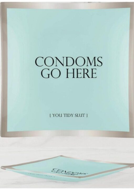 Warm Human Condoms Go Here Trinket Tray 5X5