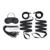 Lux Fetish Bondage Bed Strap and Flogger Kit (4 Piece) - Black