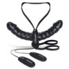 Lux Fetixh Vibrating Pleasure for 2 Double-Ended Strap-On - Black