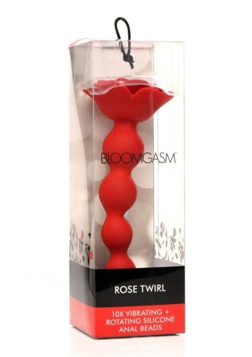 Bloomgasm Rose Twirl Rechargeable Silicone Rotating Anal Beads - Red
