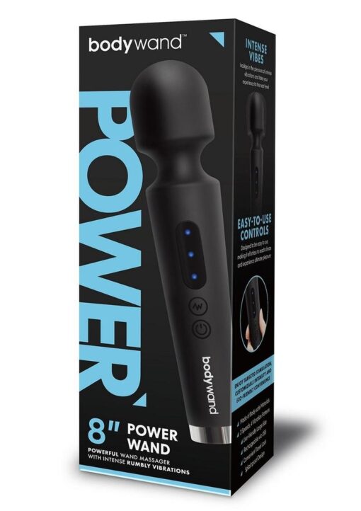 Bodywand Power Wand Rechargeable Silicone Wand Massager 8in - Black