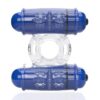 4T Double Wammy Silicone Rechargeable Dual Vibrating Couples Cock Ring - Blueberry
