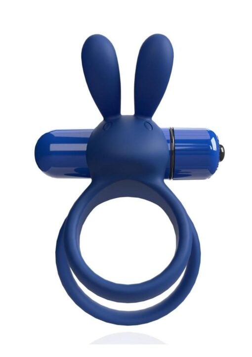 4T Ohare XL Rechargeable Silicone Rabbit Vibrating Cock Ring - Blueberry