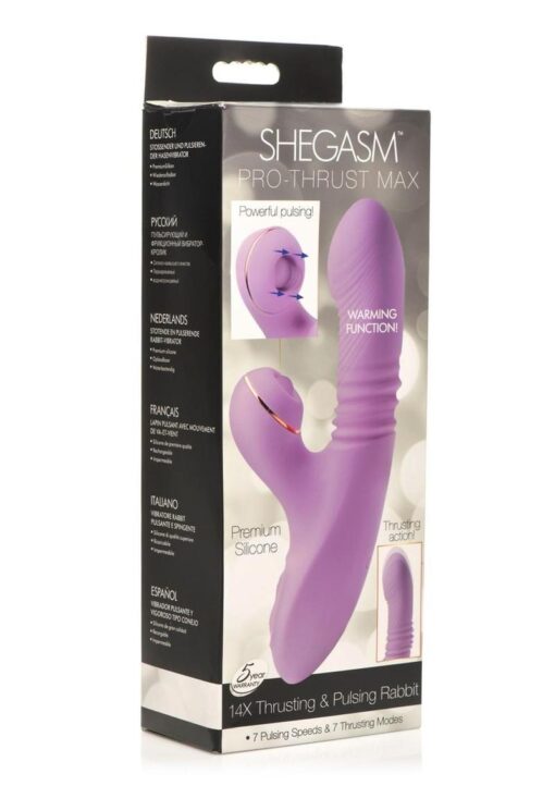 Shegasm Pro-Thrust Max Rechargeable Silicone Thrusting and Pulsing Rabbit - Purple