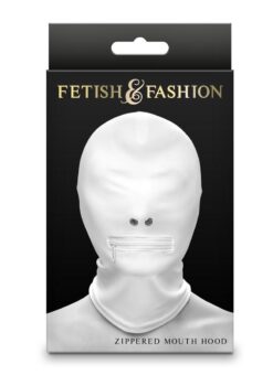 Fetish and Fashion Zippered Mouth Hood - White