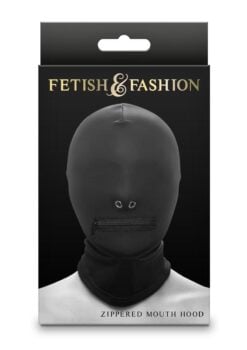 Fetish and Fashion Zippered Mouth Hood - Black