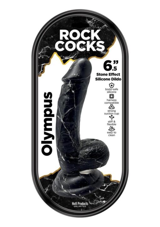 Rock Cocks Olympus Silicone Dildo 6.5in - Black/White