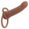 Performance Maxx Rechargeable Silicone Ribbed Dual Penetrator Extender - Chocolate