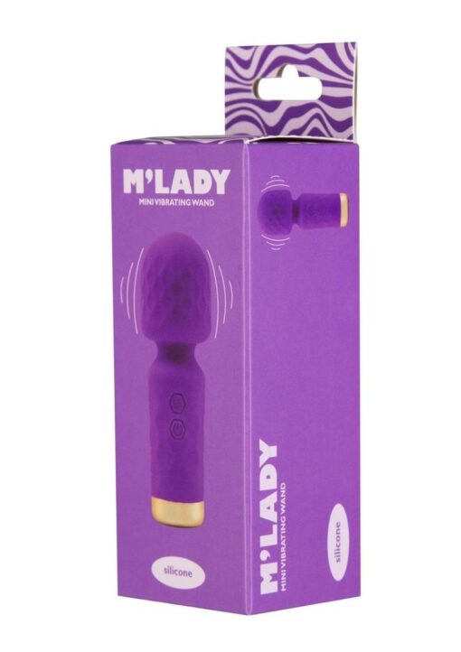 M`Lady Rechargeable Silicone Mini Vibrating Wand - Purple