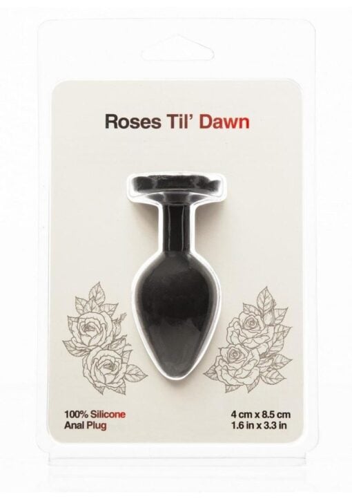 Roses Til Dawn Silicone Butt Plug - Medium - Black