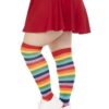 Spandex Acrylic Rainbow Striped Thigh Highs - 1X-2X - Multicolor