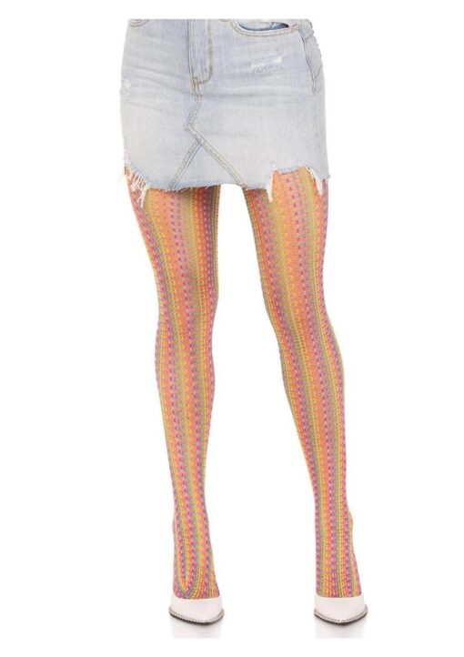 Leg Aventue Rainbow Crochet Net Tights - O/S - Multicolor