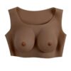 Gender X Breast Plate Silicone C Cup - Chocolate