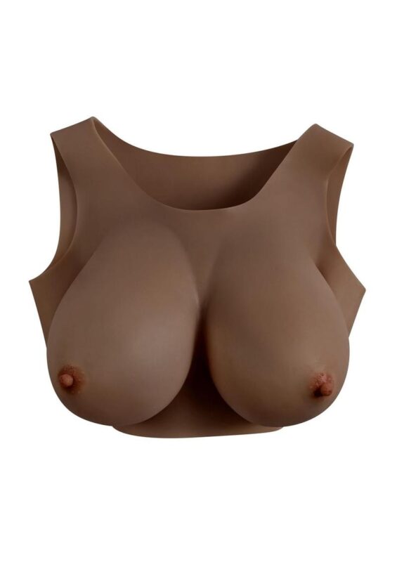 Gender X Breast Plate Silicone E Cup - Chocolate