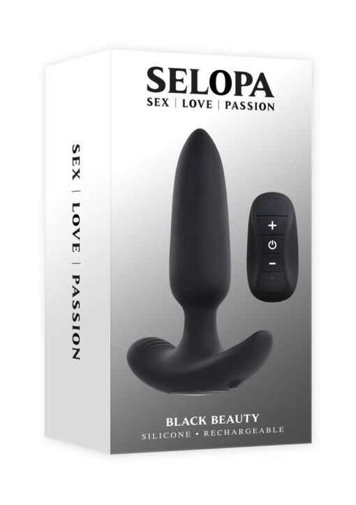 Selopa Black Beauty Rechargeable Silicone Vibrating Plug - Black