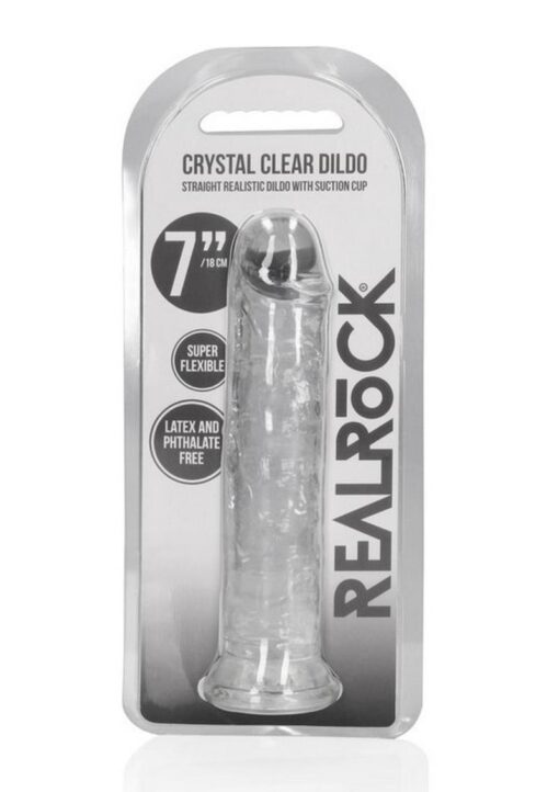 RealRock Skin Realistic Straight Dildo without Balls 7in - Clear