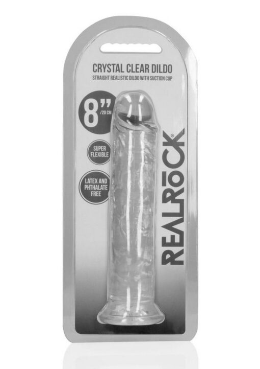 RealRock Skin Realistic Striaght Dildo without Balls 8in - Clear