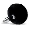 Whipsmart Fluffy Bunny Metal Plug with Tail 2.5in - Black