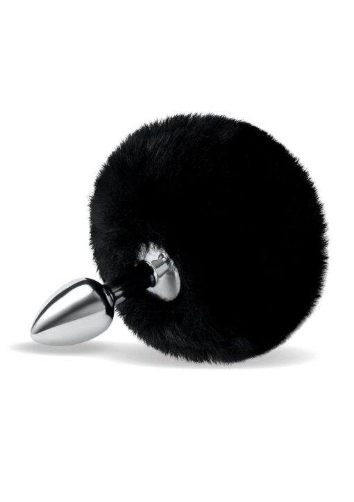 Whipsmart Fluffy Bunny Metal Plug with Tail 2.5in - Black