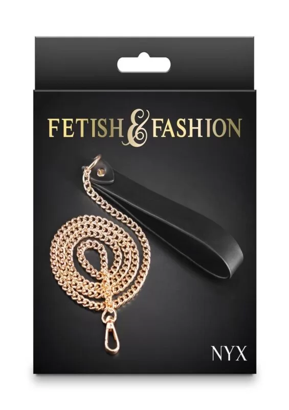 Fetish and Fashion Nyx Leash - Black/Gold
