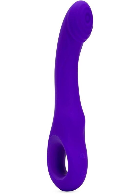 Nu Sensuelle Rhapsody Rechargeable Silicone Single Tapping Vibrator with Clitoral Stimulation - Deep Purple