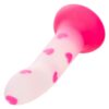 Glow Stick Heart Silicone Glow in the Dark Dildo with Suction Base - Pink
