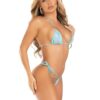 Leg Avenue Rhinestone Bikini Top and Side Tie Thong Panty (2 Piece) - O/S - Baby Blue