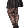 Leg Avenue Seamless Chantilly Floral Lace Tights - 1X-2X - Black