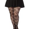 Wild Rose Net Tights - 1X-2X - Black