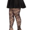 Wild Rose Net Tights - 1X-2X - Black