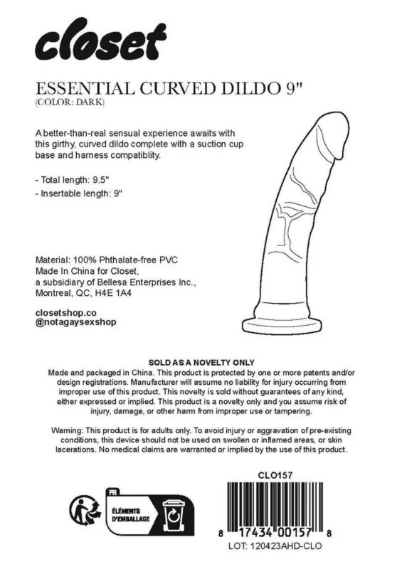 Closet Essential Curved Dildo 9 Dk