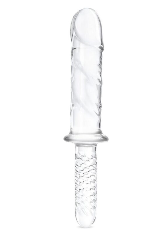 Glas Girthy Glass Cock Double Ended with Handle 11in - Clear