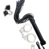 Nasstoys Bondage Whip Feather Clamps and Cuffs Kit - Black