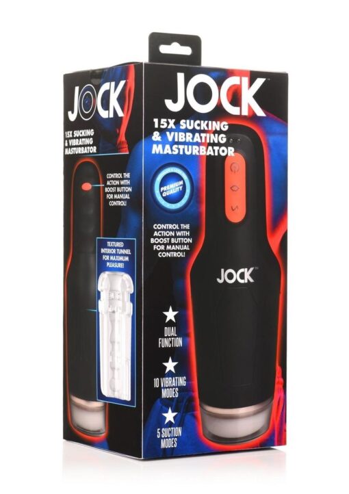 JOCK 15X Sucking and Vibrating Rechargeable Masturbator - Black