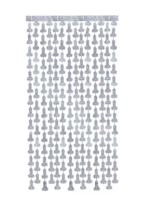 Glitterati Disco Penis Curtains (2 Each 6ft. Panels) - Silver/Black