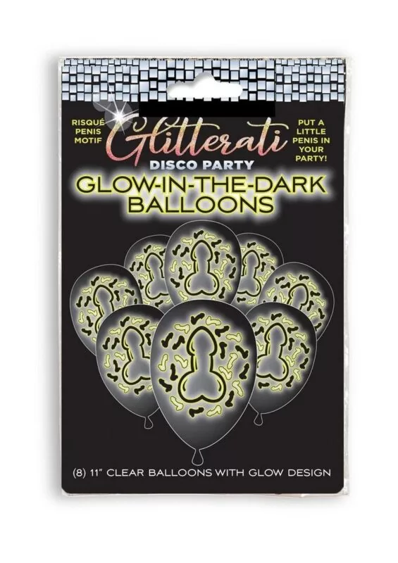 Glitterati Penis Glow in The Dark Ballons (8 per Pack)