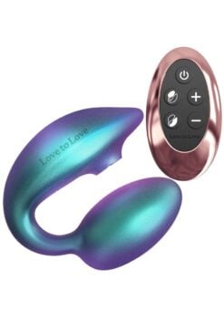 Love to Love Wonderlover Rechargeable Silicone Dual Vibrator with Remote - Iridescent Turquoise