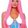 Leg Avenue Holographic Vinyl Zipper Front Under Bust Cincher - Medium/Large - Silver