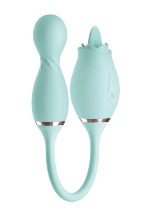 Blaze Exciter Rechargeable Silicone Dual Stimulating Vibrator - Aqua